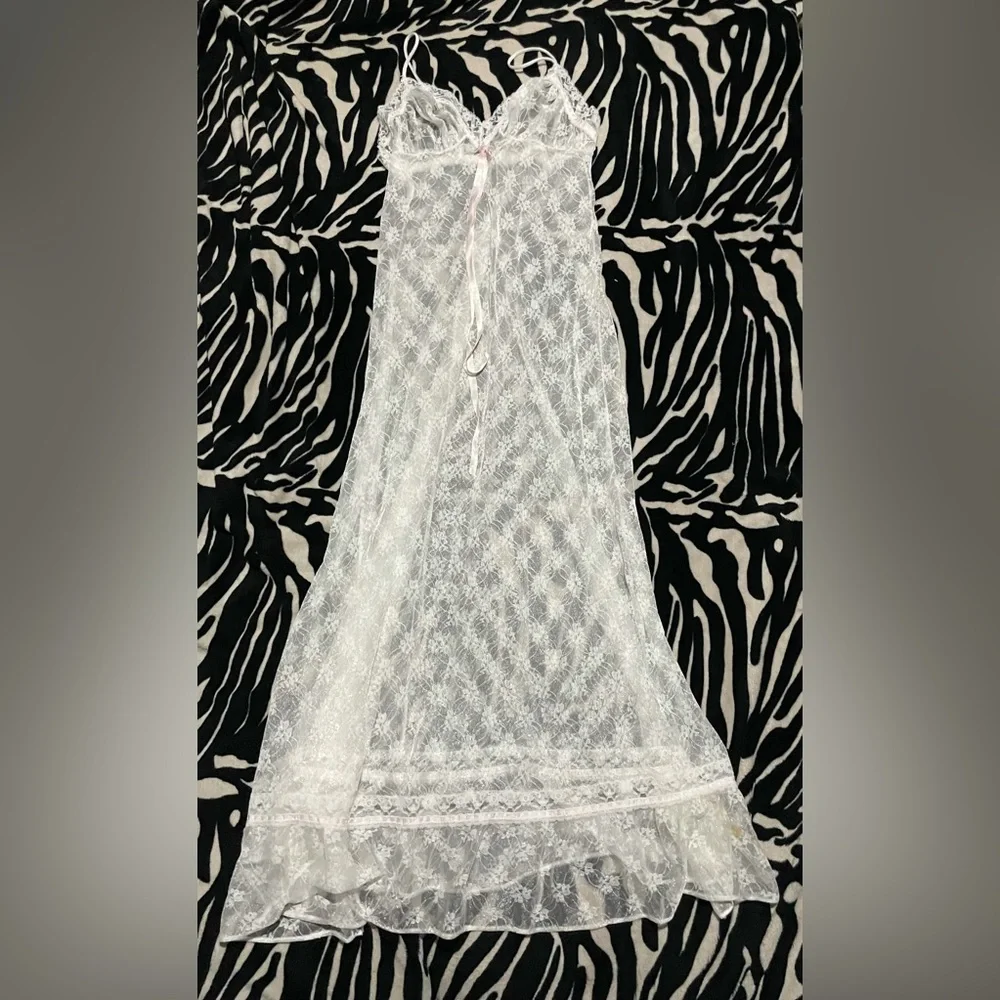 Vintage white lingerie lace maxi dress